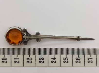 Vintage Scottish Silver Citrine Hallmarked Kilt Pin/Brooch 7cm weight 6.5g as per photo
