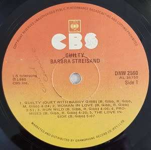 Barbra Streisand - Guilty Lp - as per photo