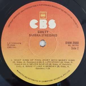 Barbra Streisand - Guilty Lp - as per photo