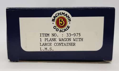 Bachmann 1 Plank wagon with large container 00 Gauge in box as per photo