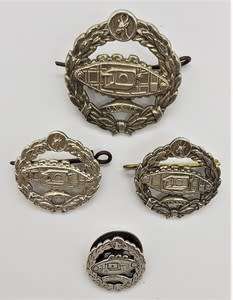 WWII Tank Corp SA Beret badge,  pair of shoulder titles and buttonhole badge - as per photo