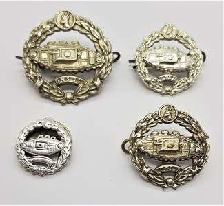 WWII Tank Corp SA Beret badge,  pair of shoulder titles and buttonhole badge - as per photo