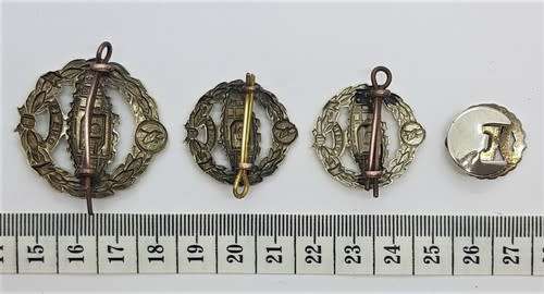 WWII Tank Corp SA Beret badge,  pair of shoulder titles and buttonhole badge - as per photo