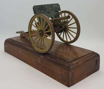 Metal Model Canon on wooden stand - as per photo