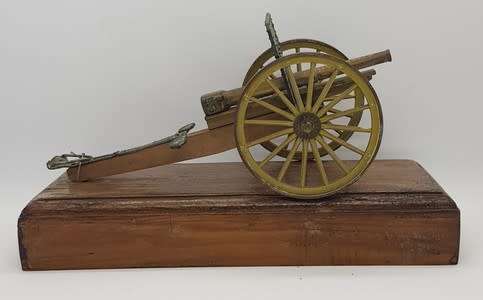 Metal Model Canon on wooden stand - as per photo