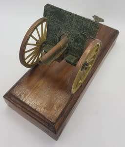 Metal Model Canon on wooden stand - as per photo