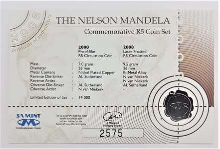 NELSON MANDELA Commemorative R5 Coin Set - as per photo