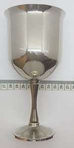 Pair of engraved silver plated goblets - as per photo