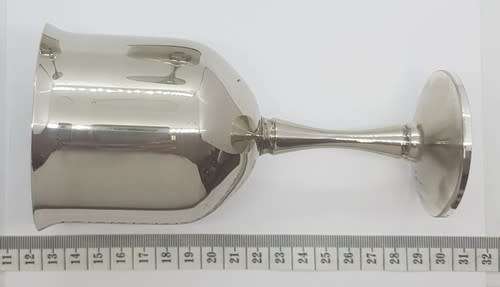 Pair of engraved silver plated goblets - as per photo