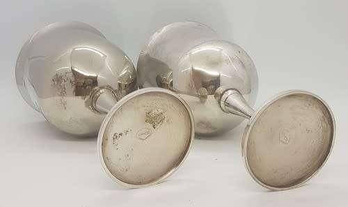 Pair of engraved silver plated goblets - as per photo