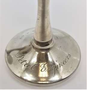 Pair of engraved silver plated goblets - as per photo