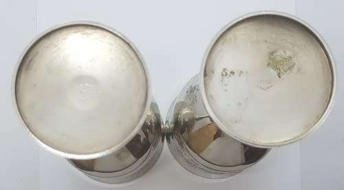 Pair of engraved silver plated goblets - as per photo