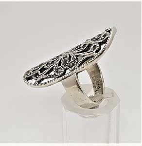 925 Sterling Silver Marcasite Ring size ` O `- as per photo