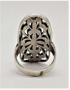 925 Sterling Silver Marcasite Ring size ` O `- as per photo