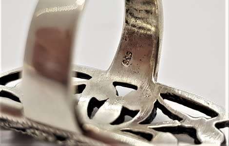 925 Sterling Silver Marcasite Ring size ` O `- as per photo