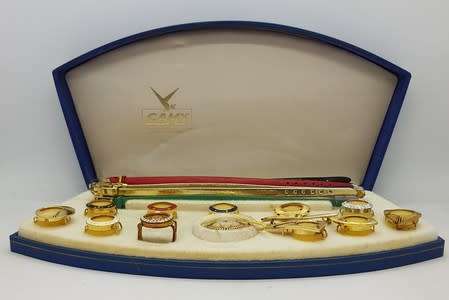 Vintage Camy watch, brooch, ring and pendant set as per photo