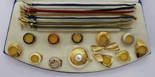 Vintage Camy watch, brooch, ring and pendant set as per photo