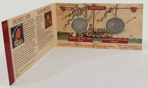 British History Reproduction Coins - Henry VIII & Elizabeth I as per photo