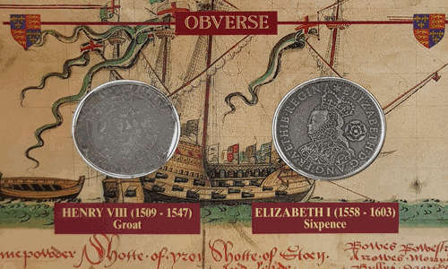 British History Reproduction Coins - Henry VIII & Elizabeth I as per photo