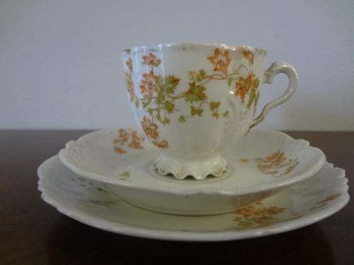 Porcelain cup,saucer and plate, M & R France (set of 3) as per scan