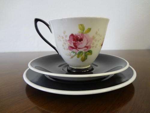 Porcelain cup, saucer and side plate, Royal Albert, American Beauty, set of 3 as per scan