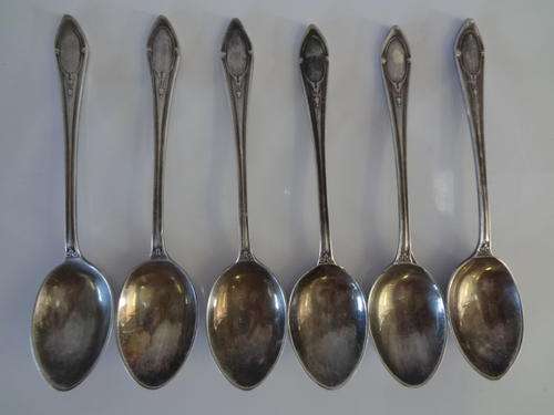 Silver-plated teaspoons, set of 6, as per scan