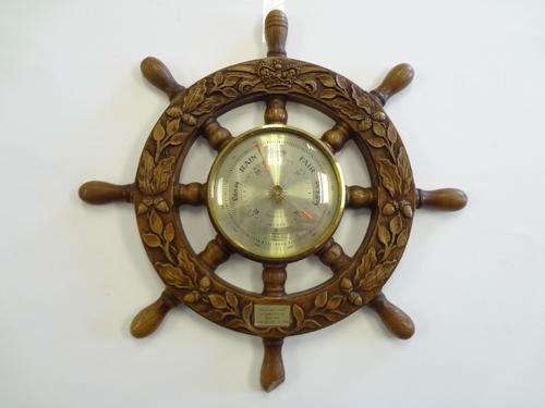 British Rototherm ship's wheel compensated barometer -  chipped - as per photo