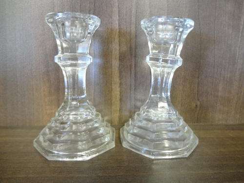Pair of Glass candle holders - as per photo
