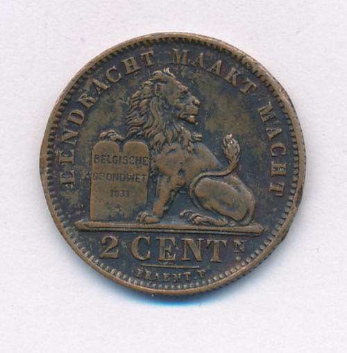 1911 Belgium Eendracht Maakt Macht 2 Cent -  as per scan