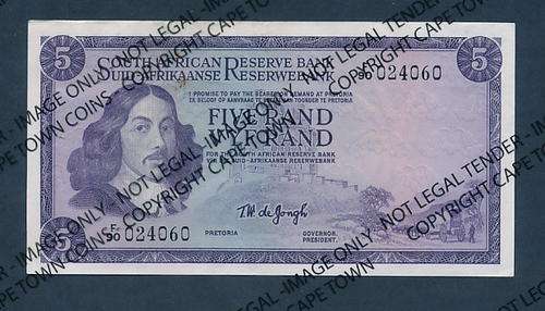 TW deJongh E/A 1st issue R5 banknote VF as per scan