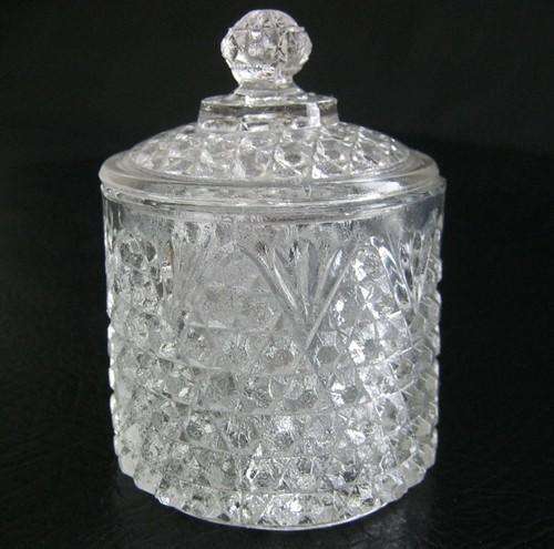 Cut glass jam pot - as per photo