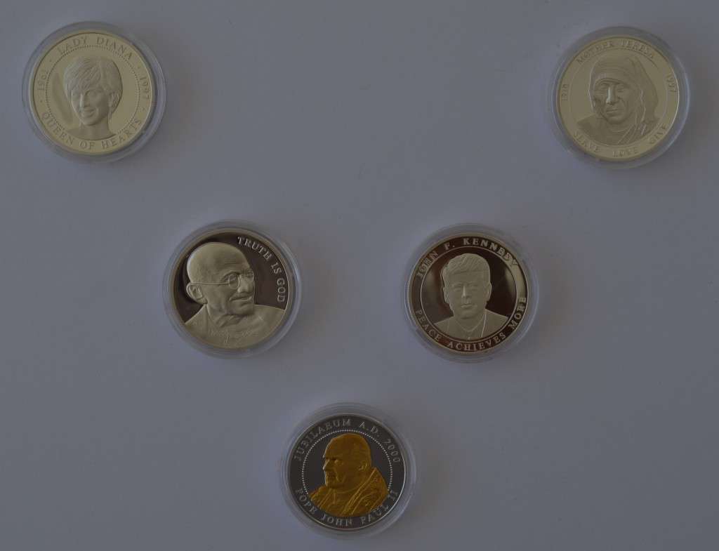 Champions for Peace Coin Set  5 x 1 oz (999) silver coins as per photo