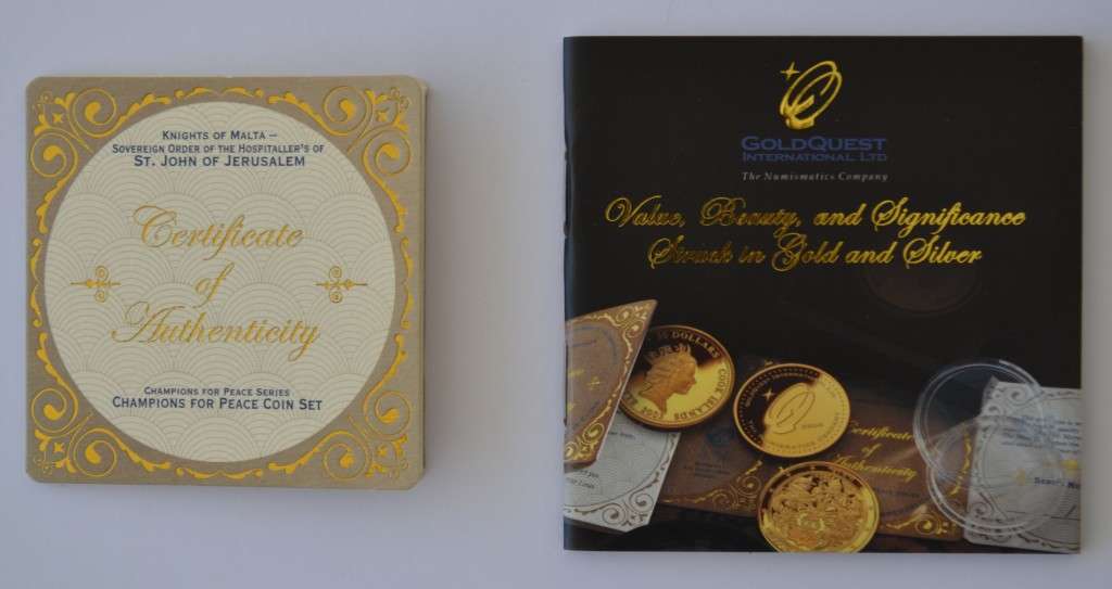 Champions for Peace Coin Set  5 x 1 oz (999) silver coins as per photo