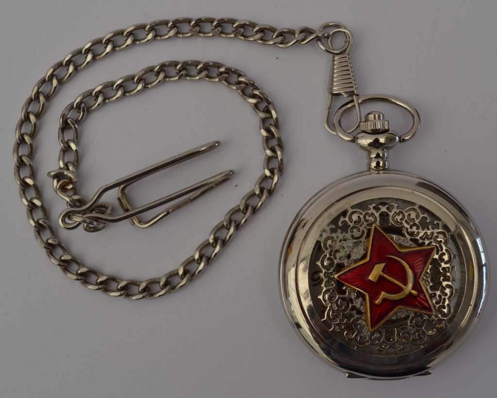 Russian Wind-up Pocket Watch on Fob Chain, Working as per photo