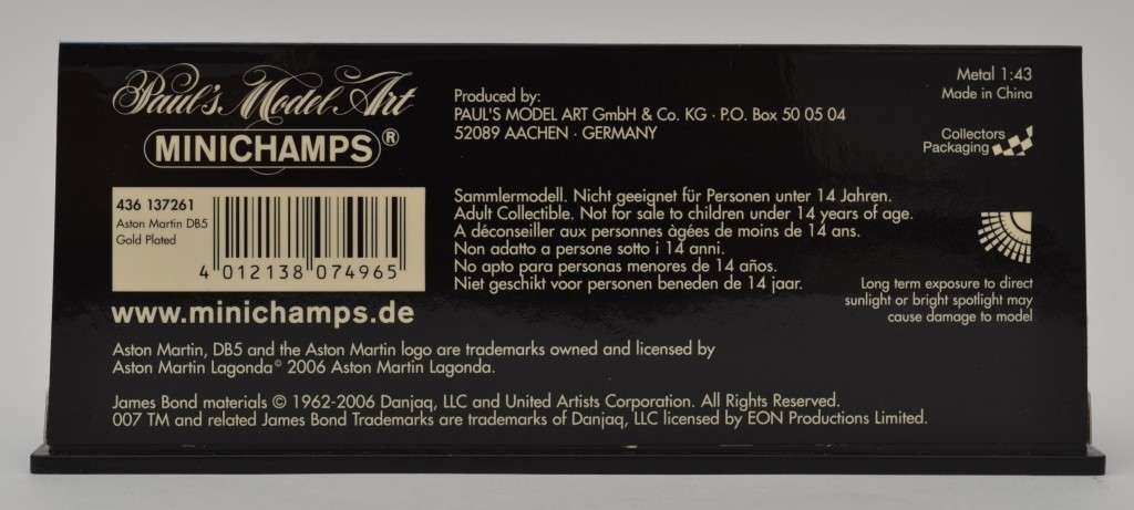 James Bond DB5 Aston Martin Limited Edition mini champs 1:43 as per photo