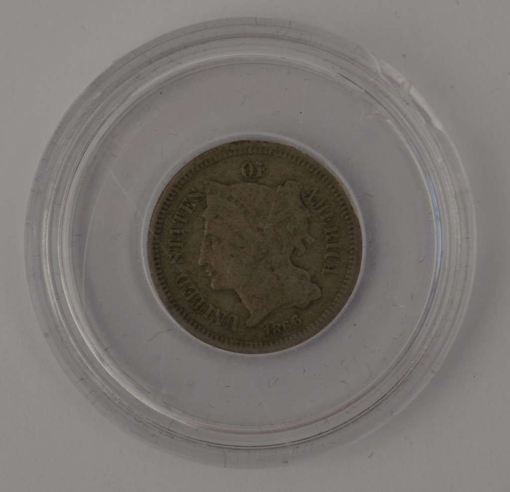 1866 USA 3 cent Nickel coin in box as per photo