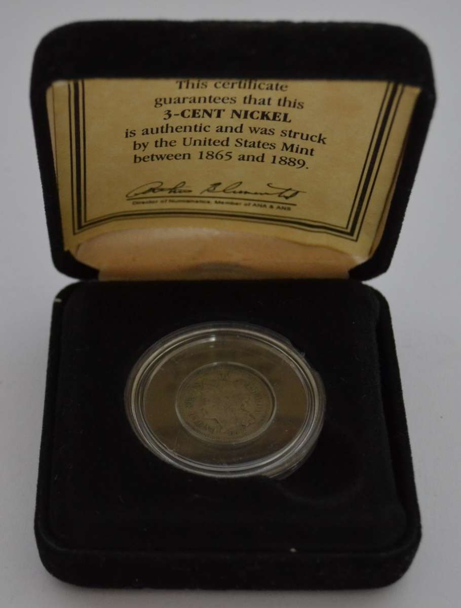 1866 USA 3 cent Nickel coin in box as per photo