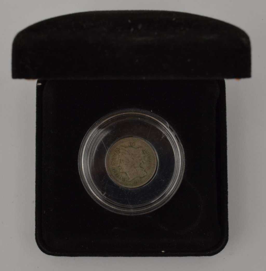 1866 USA 3 cent Nickel coin in box as per photo