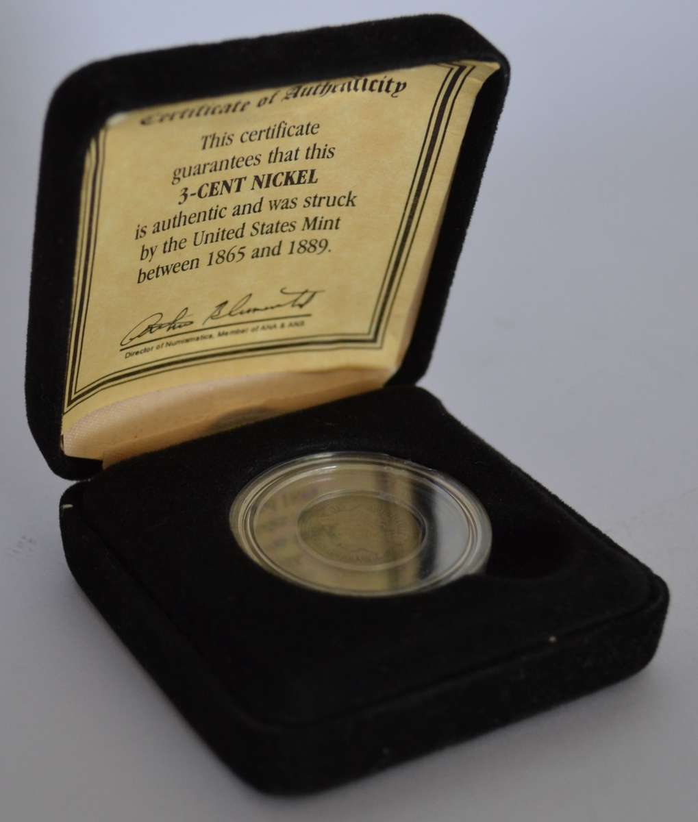 1866 USA 3 cent Nickel coin in box as per photo