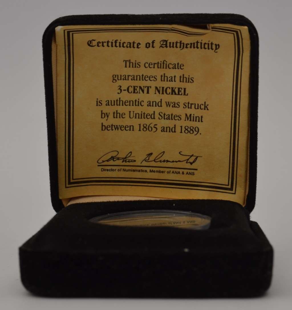 1866 USA 3 cent Nickel coin in box as per photo