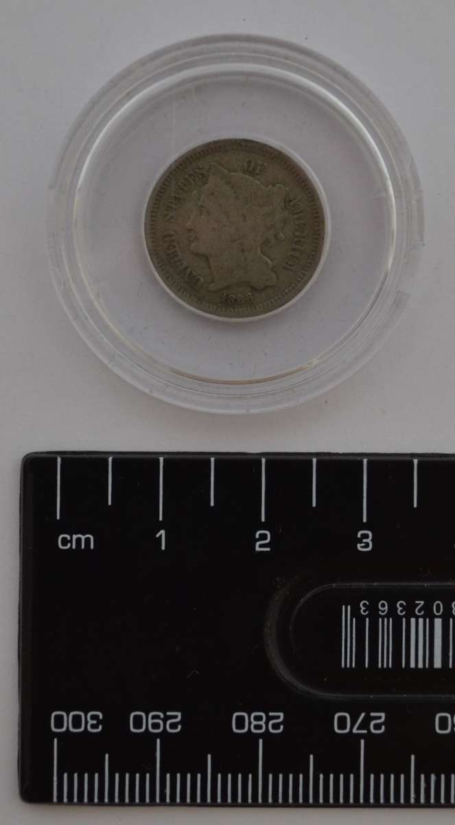 1866 USA 3 cent Nickel coin in box as per photo