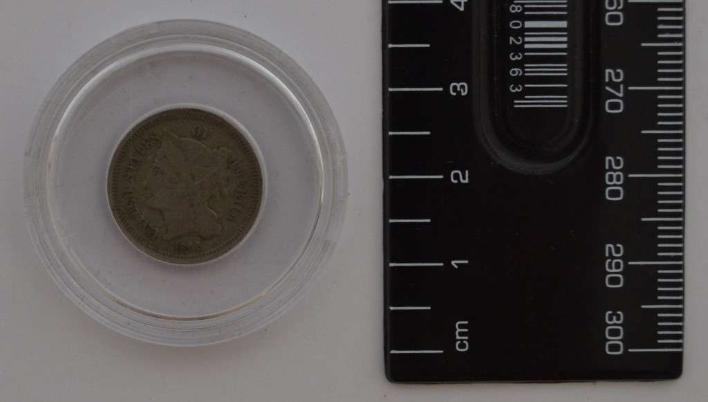 1866 USA 3 cent Nickel coin in box as per photo