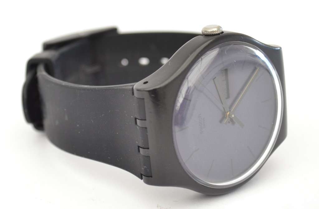 Swatch Men`s Wrist Watch with black silicone strap