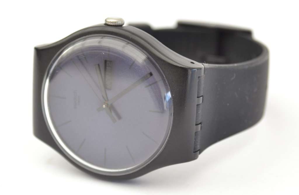 Swatch Men`s Wrist Watch with black silicone strap