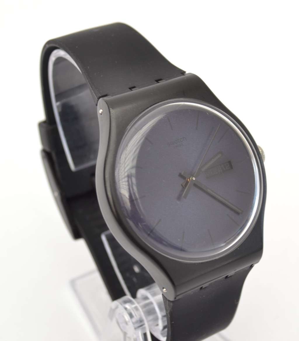 Swatch Men`s Wrist Watch with black silicone strap