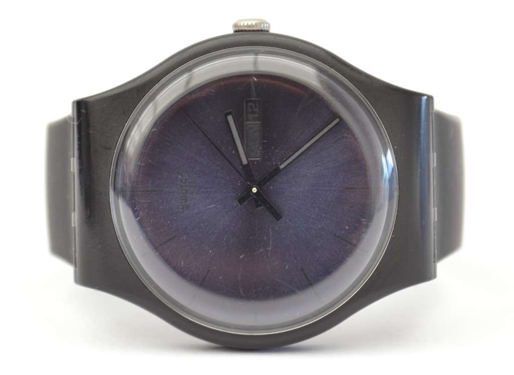 Swatch Men`s Wrist Watch with black silicone strap