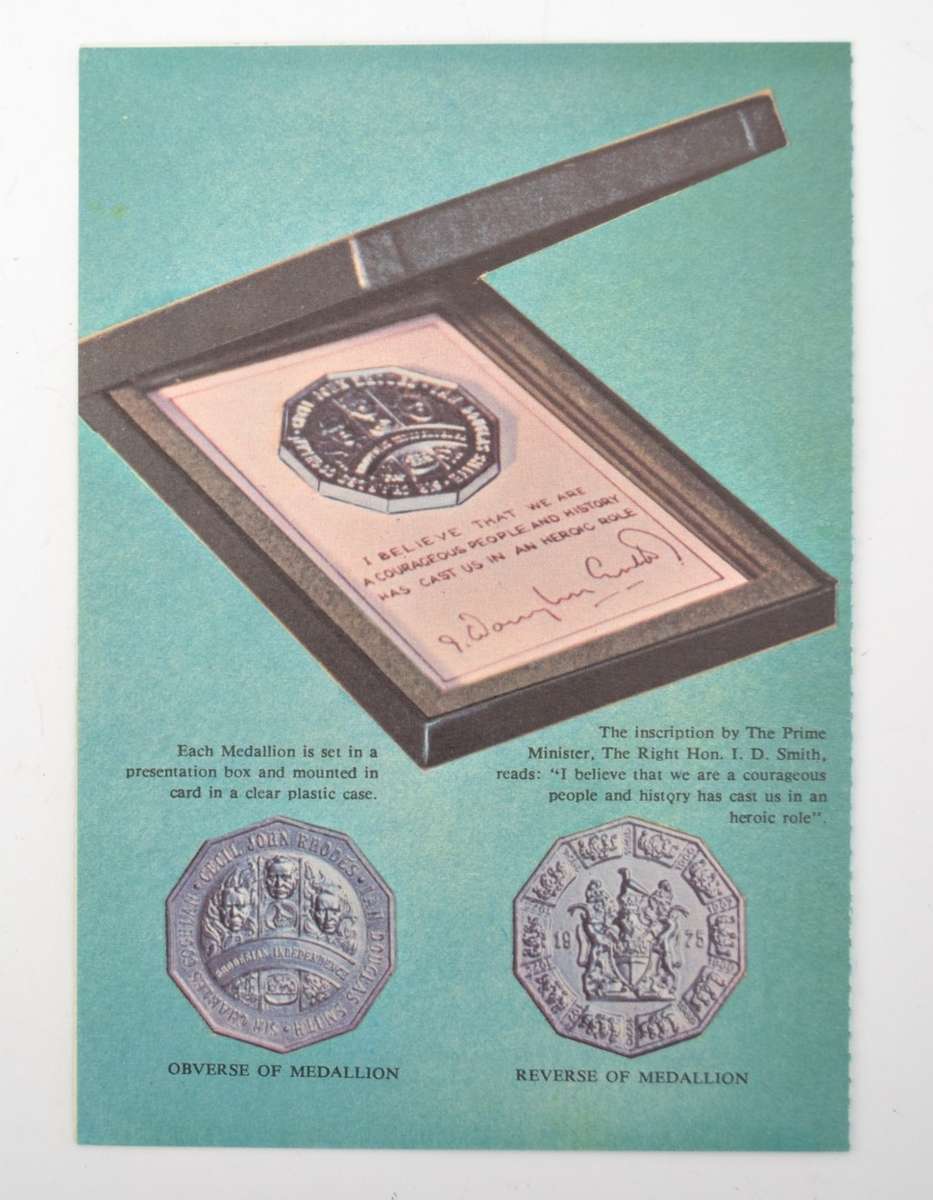 1975 Rhodesian Independence 10th anniversary  Pure Silver Medallion - limited edition as per photo