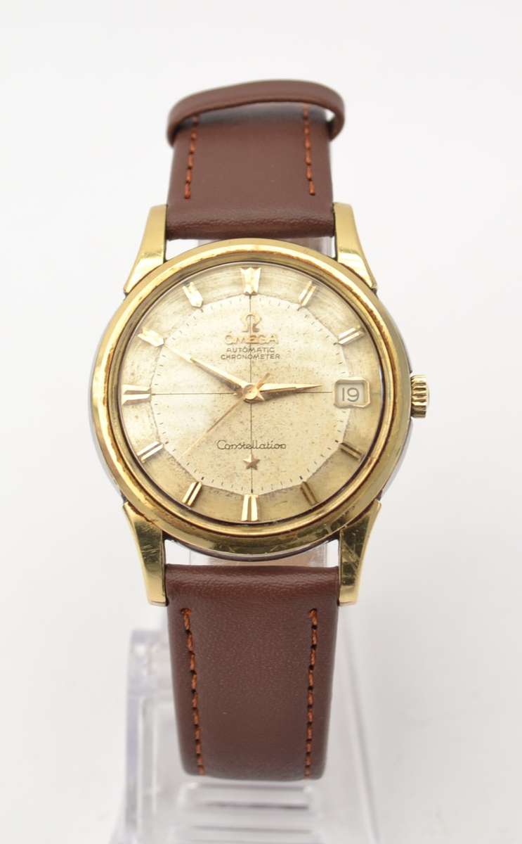 1960`s Omega Constellation Automatic Men`s watch Pie Pan 14k Gold & Stainless Steel as per photo