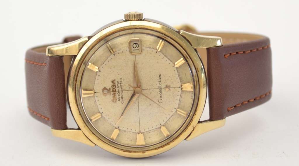 1960`s Omega Constellation Automatic Men`s watch Pie Pan 14k Gold & Stainless Steel as per photo