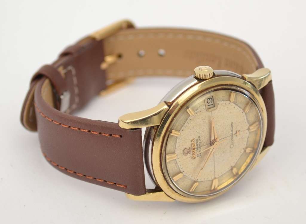 1960`s Omega Constellation Automatic Men`s watch Pie Pan 14k Gold & Stainless Steel as per photo